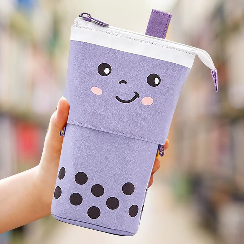 woobles Cute Pencil Case Sliding Unique Telescopic Pencil Bag Milk Tea Shape Retractable Storage Bag Cosmetic Bag 1PC - Image 3